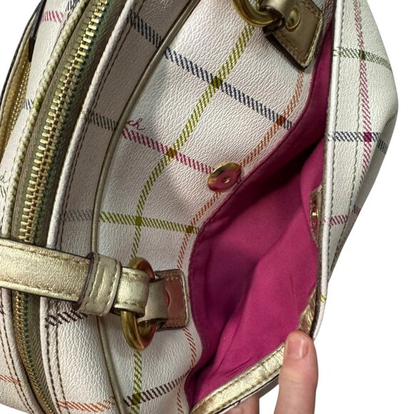 Coach Multicolor Plaid Signature PeytonTattersalll Satchel with Gold - Preowned - Picture 10 of 15